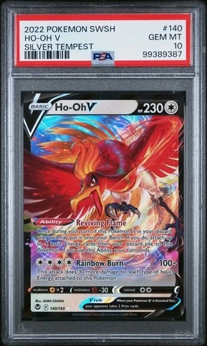 Ho-Oh V 140/195 Swsh12: Sword & Shield - Silver Tempest Holo PSA GEM MINT 10