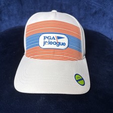 PGA Jr League White Performance Cap Adult Golf Hat Adjustable Embossed logo