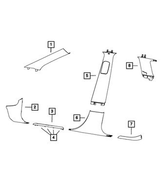 Genuine Mopar A Pillar Molding Right 6EJ60HL1AA