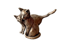 Frith Cat Sculpture Making Friends. Cold Cast Bronze Figurine  Free UK postage