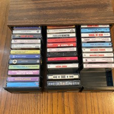 Vintage Cassette Tape Lot Oldies Pop Rock  3-Drawer Storage Case 32 Tapes