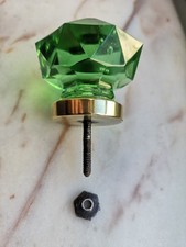 ANTICO / POMELLO CASSETTO vintage vetro / cristallo VERDE - 55 mm