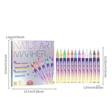 Nail Art Markers For Gel Nails, 12 Colors Nail Art Pens Set, Diy Nail Art Marker