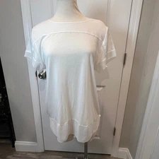 Joan Vass New York White Sheer Overlay Tunic Top Plus Size XL