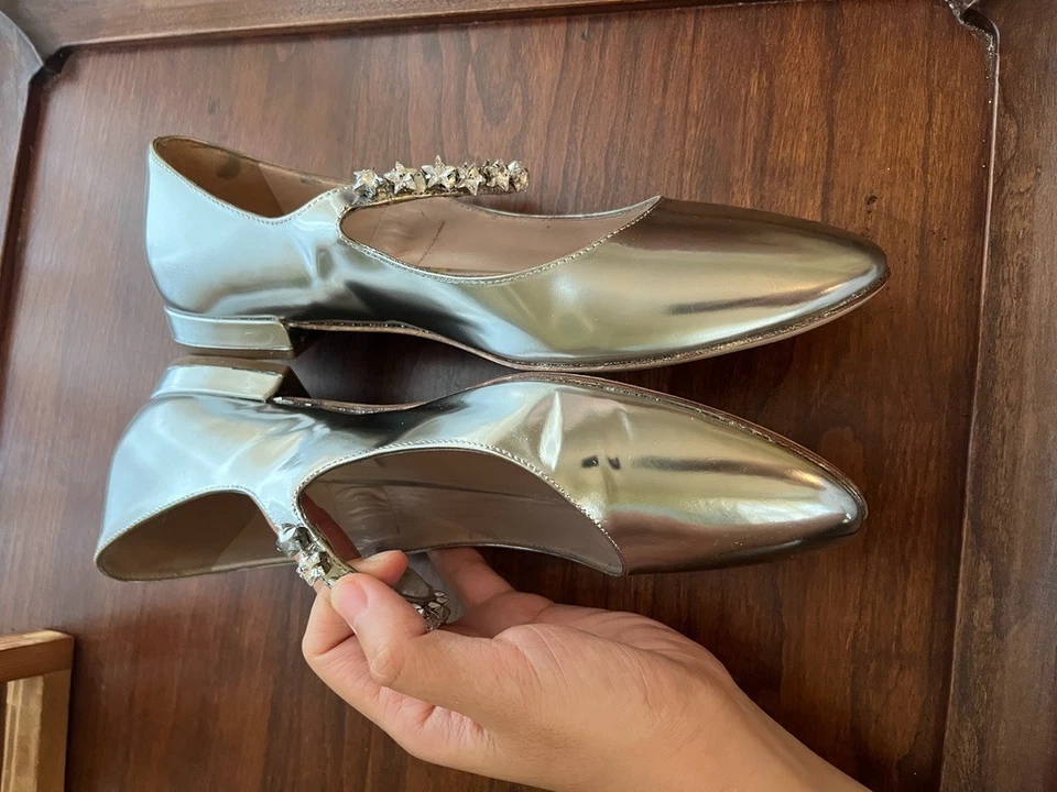 Pisos de ballet Miu plata con estrellas de cristal talla 37 US7 Foto 4 de 4