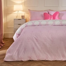 OHS Bow Lattice Bedding Set Microfibre Reversible Duvet Cover with Pillowcase