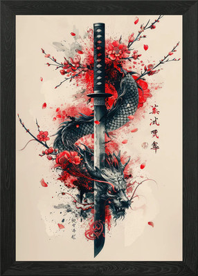 Altes Samurai Katana gerahmtes Wandbild Poster Leinwanddruck Bild