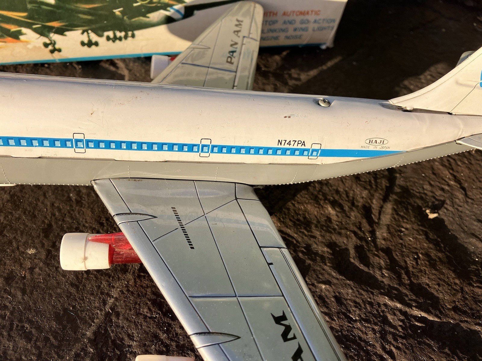 Pan Am Air Tin Toy Boeing 747 Battery Operated Jet Japan Lithograph original box