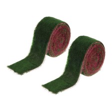1-1/2 Inch Velvet Ribbon, 2 Roll Total 6 Yard Frayed Ribbon, Christmas Green