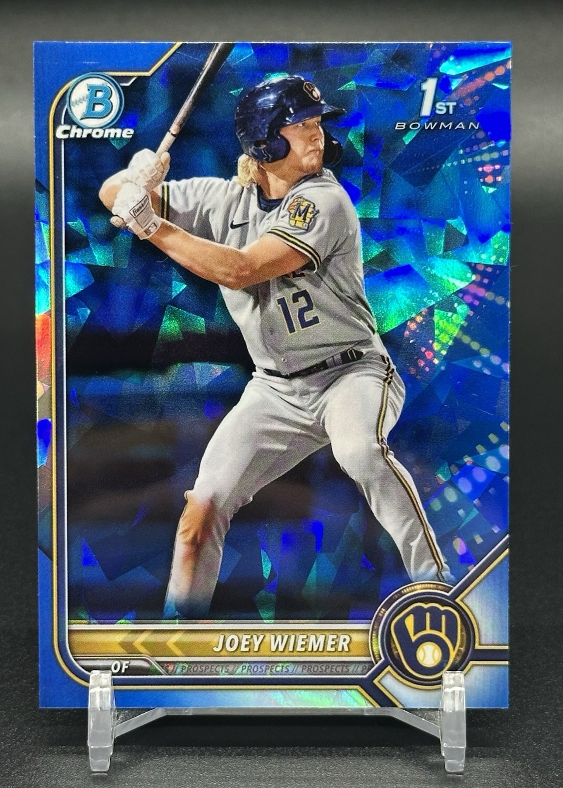 2022 Bowman Chrome Sapphire JOEY WIEMER #BCP-207 1st Prospect RC Brewers Rookie