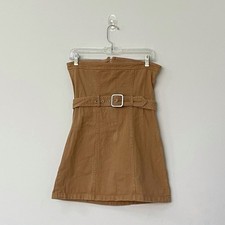 Forever 21 X Shein Beige Denim Mini Strapless Tube Dress W/ Belt Women Sz S