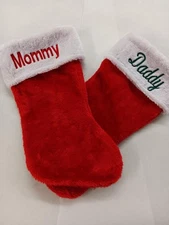 NEW Personalized Ecomony Plush  Christmas Stocking, Red, & White  Monogrammed