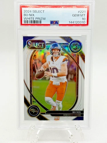 2024 Select Football Bo Nix RC Club Level White #/35 PSA Gem Mint 10 Broncos