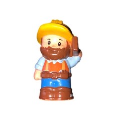 Fisher-Price Little People Construction Worker Figure Yellow Hard Hat DFT45