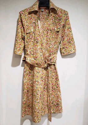 Vintage 2000s Diane von Furstenberg Cotton Short Sleeve Belted Wrap Dress Size 8