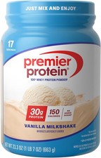 Premier Protein Powder, Vanilla Milkshake, 30g Protein, 1g Sugar, 100 Whey