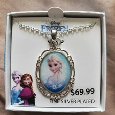 Disney's Frozen Elsa Pendant Necklace 18" Chain Fine Silver Plated