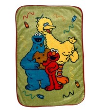 Elmo Big Bird Cookie Monster Plush Blanket Throw Sesame Street Toddler Crayon