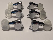 Gotoh SGS510W 3x3 Tuning Keys CHROME w White Pearloid Buttons Unused Excellent