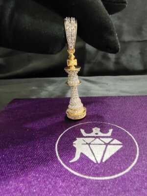 1.14ct mens Chess Character Queen Simulated Diamond Pendant 925 Silver
