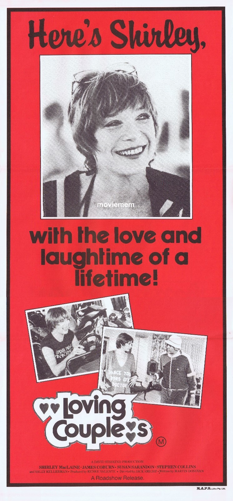 LOVING COUPLES Original Daybill Movie poster Shirley MacLaine James ...