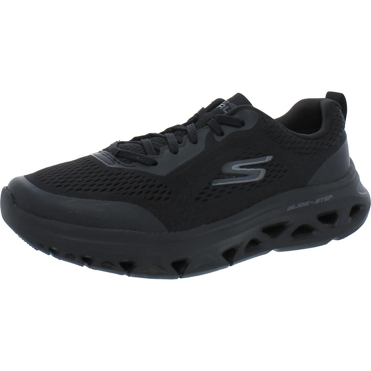All black skechers running cheap shoes