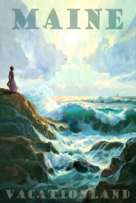 Maine Coast New England Acadia National Park Travel Poster Shore Art Print 376