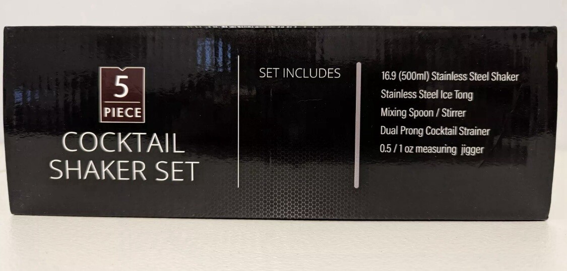Lifestyle Products Stainless Steel Cocktail Shaker Set 5 Pc New In Box 