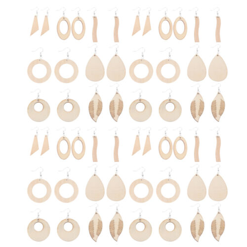  70 pièces boucles d'oreilles en bois naturel kit de fabrication de dangles fournitures d'artisanat - Photo 1 sur 12