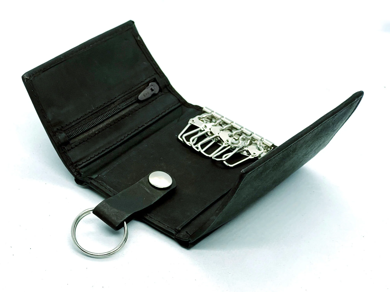 Genuine Leather Keychain Men's Wallet Key Ring Trifold Front Pocket eBay