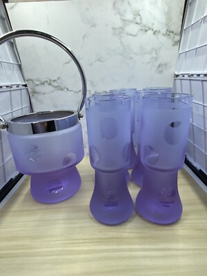 Violet Neodymium Glass Glasses & Ice Bucket by Sergio Asti for Arnolfo Di Cambio