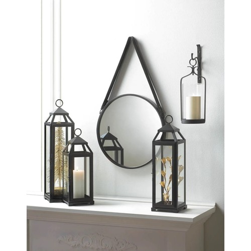 15.5" Black Sleek & Lean Candle Lantern Lamp Centerpiece Terrace Home Decor - Picture 4 of 6