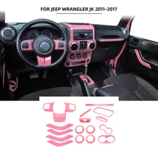 18x Pink Interior Full Set Cover Kit Accessories For Jeep Wrangler JK 2011-2017