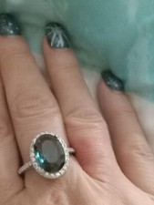 New 4 Carat London Blue Topaz Halo Ring Set , 925 Sterling Silver Size 9 And 10