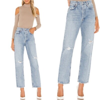AGOLDE 90s Mid Rise Loose Fit Denim Jeans Captured Blue Womens Size 23 Straight