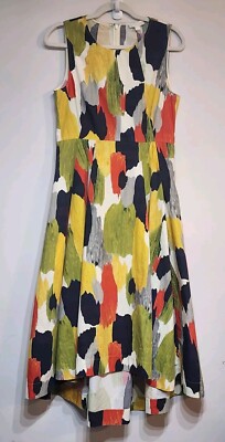 COS Midi Dress Size US 8 Asymmetrical Hi-Low Hem Multicolor Cotton Art To  Wear | eBay