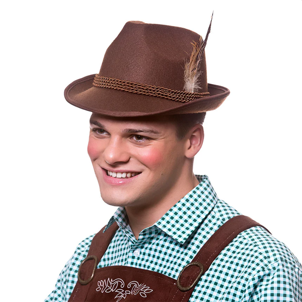 German Oktoberfest Hat – Traditional Tyrolean Felt Hat For Beer Festivals, Costumes & Folk Events-773305