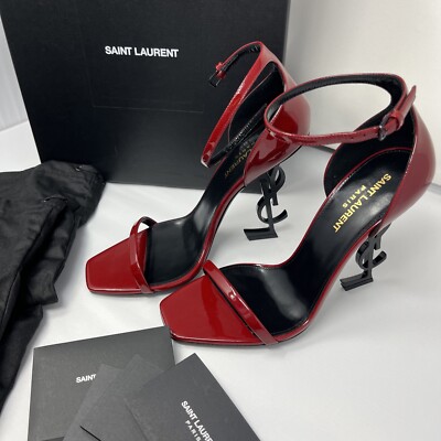 OPYUM YSL Saint Laurent Red Hot Patent Leather Strap Sandal 38 EU