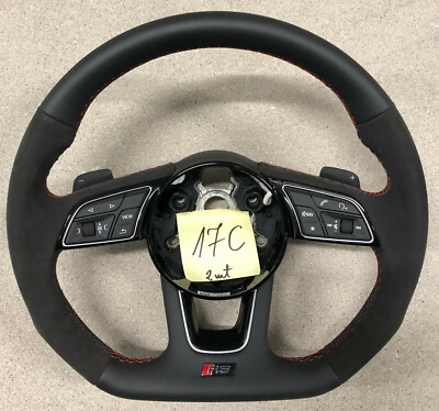 Audi RS Line Leather A4 A5 S4 S5 Flat Bottom Half Alcantara Steering Wheel # 17C