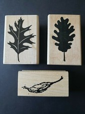 Lot 3 Leaves Rubber Stamps Oak Beech Art Impressions Embossing Arts Copper Lea