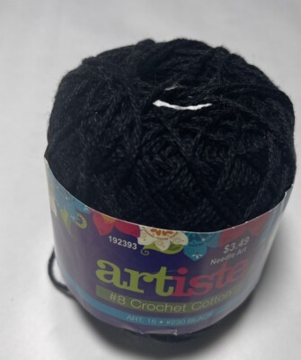 ARTISTE CROCHET THREAD #8 1pk. BLACK . I Combine Ship.read Details