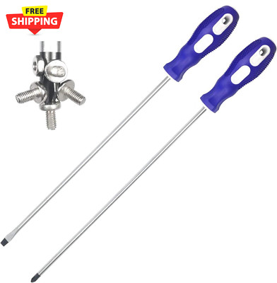 Slotted and Phillips Screwdriver, PH2 12'' Long Cross-Head Screwdriver & Flat Bla
