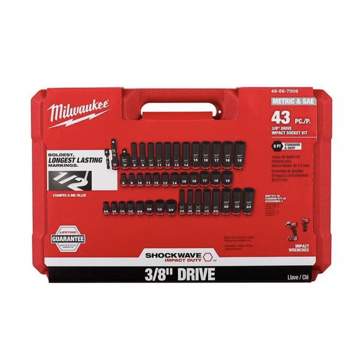 Milwaukee Shockwave Impact Duty 3/8 in Socket Set - 43 Pieces (49
