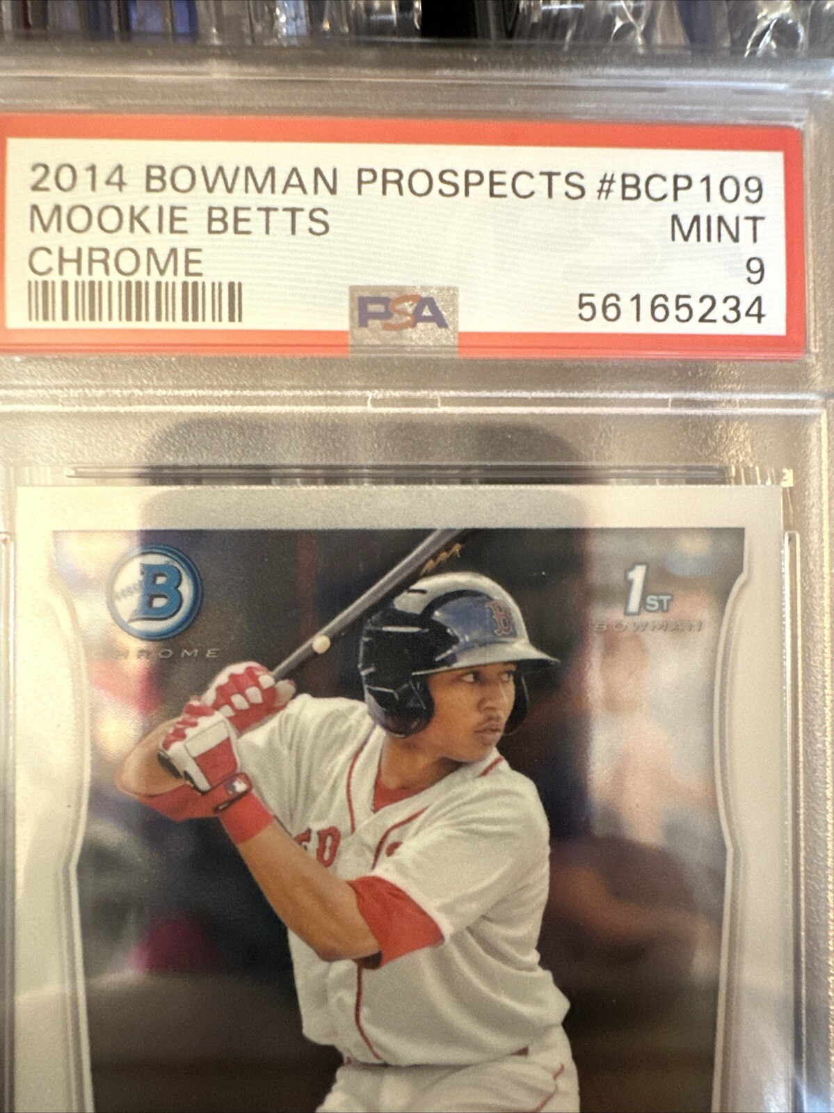 2014 Bowman Chrome Prospects Mookie Betts PSA 9, 1st Bowman view 2