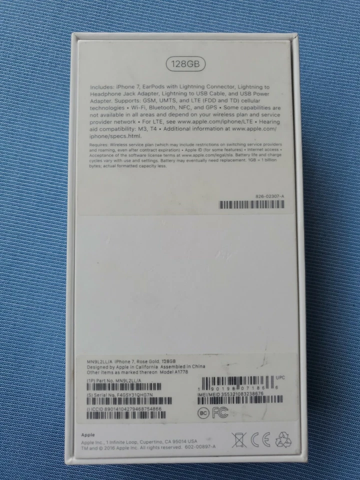 CAIXA VAZIA Apple iPhone 7 SEM DISPOSITIVO Rose Gold 128 GB - Imagem 2 de 4