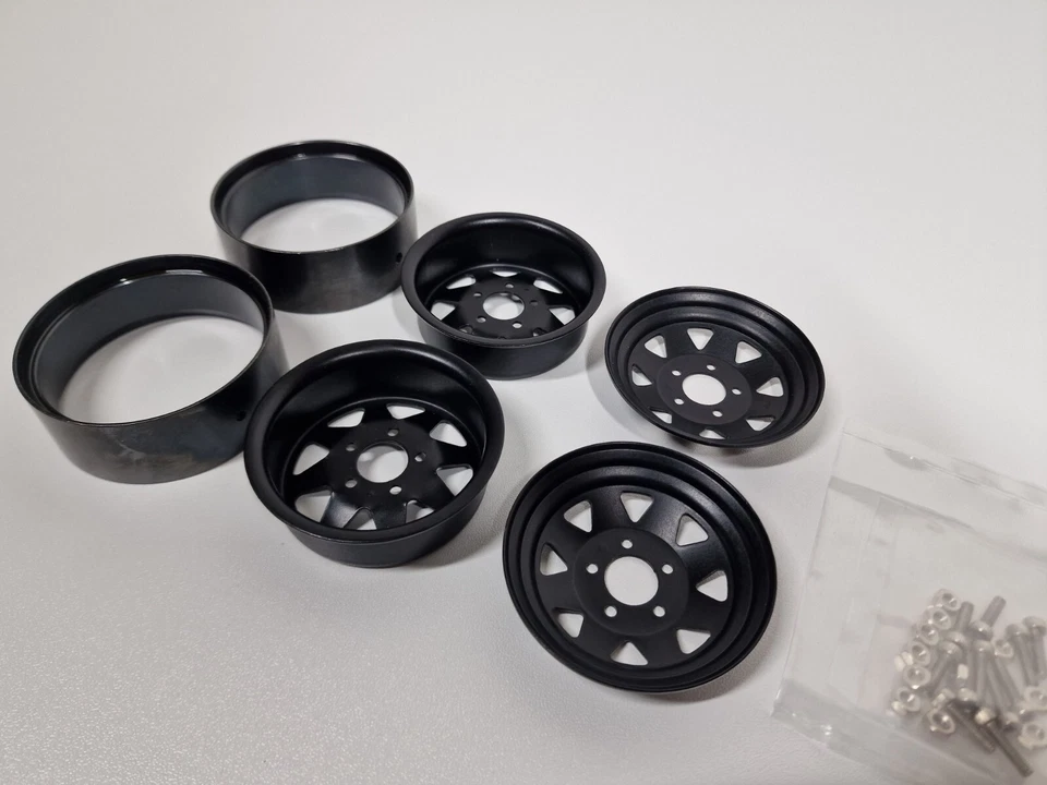 2x Stahlfelgen Beadlock Felgen 1.9 1:10 Anhänger Trailer Crawler LKW RcModellbau - Bild 3 von 4