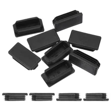 2x1 Inch Plastic Tubing End Caps, 10 Pcs Rectangular Hole Plug Insert, Black