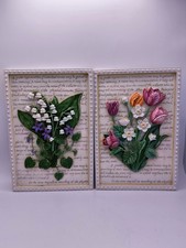 Vintage Marks and Spencer Wall Plaques Set of 2 Raised Floral Ceramic