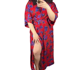 VINTAGE Floral Robe Fantasies By Morgan Taylor OFSM Red Purple Roses