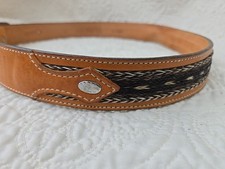 Circle Y Yoakum TX Leather Western Belt Brown/Multicolor Weave Size 32 Pre-Owned